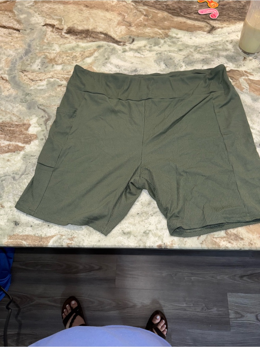 Olive Ribbed Women's Active Shorts